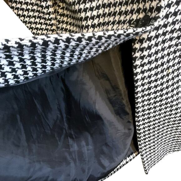 Apostrophe Houndstooth Long Wool Coat Black White Button Front Size 12 - Picture 11 of 11